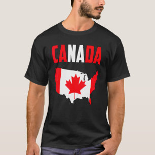 T-shirt Carte Canada-Amérique Graphique de feuille d'érabl