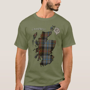 T-shirt Carte Clan Campbell Crest & Hunter Tartan