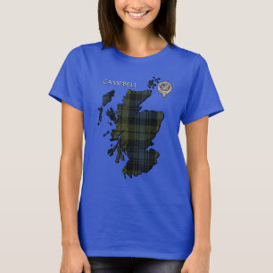 T-shirt Carte Clan Campbell Crest & Tartan