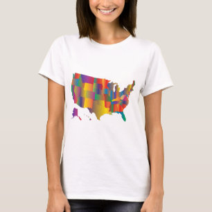 T-shirt Carte colorée de l'Amérique
