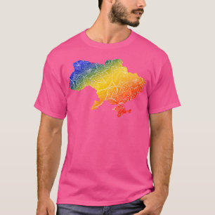 T-shirt Carte colorée de l'art mandala en Ukraine avec le