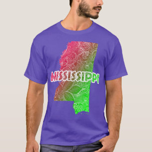 T-shirt Carte colorée de mandala art du Mississippi avec t
