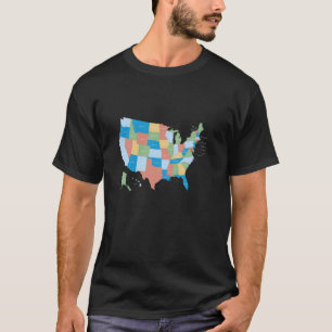 T-shirt Carte colorée des pays d'Amérique Continent Géogra