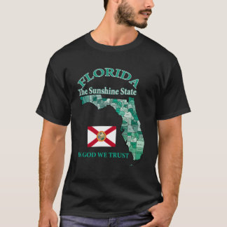 T-shirt Carte Colorée Du Comté D'État De Floride Avec Surn