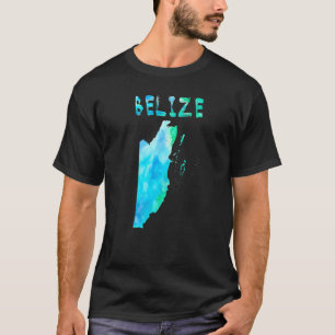 T-shirt Carte Colorée Isolé Belize En Aquarelle Colorfu
