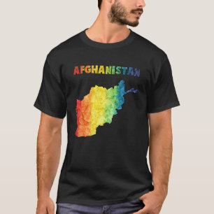 T-shirt Carte colorée isolée de l'Afghanistan en aquarelle