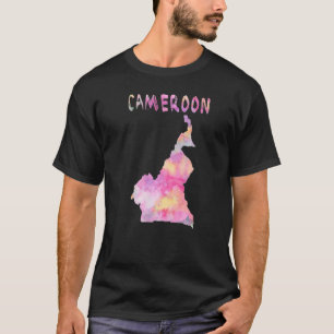 T-shirt Carte colorée isolée du Cameroun en couleur aquare