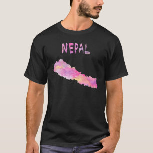 T-shirt Carte colorée isolée du Népal en aquarelle Colorfu