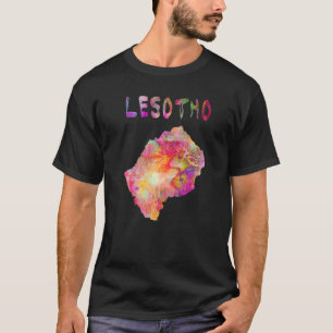 T-shirt Carte Colorée Isolée Lesotho En Aquarelle Colorf