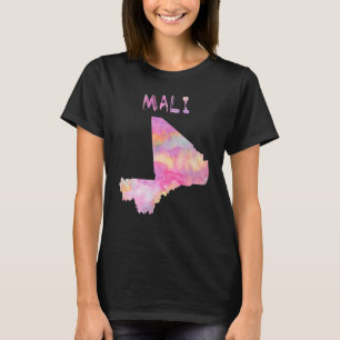 T-shirt Carte Colorée Isolée Mali En Aquarelle Colorée