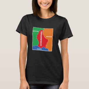 T-shirt Carte colorée simplifiée du Luxembourg, Voisin