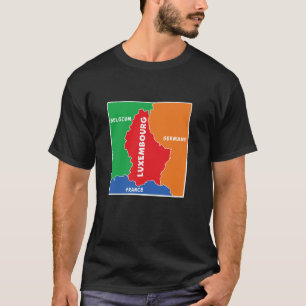 T-shirt Carte colorée simplifiée du Luxembourg, Voisin