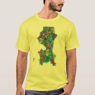 T-shirt Carte couleur brillamment de Seattle
