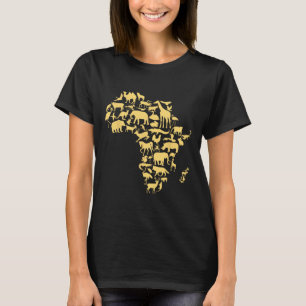 T-shirt Carte d'Afrique Animaux Mélanine Africain Histoire