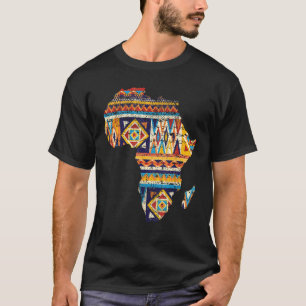 T-shirt Carte d'Afrique Tissu Kente Kwanzaa Hommes Femmes 