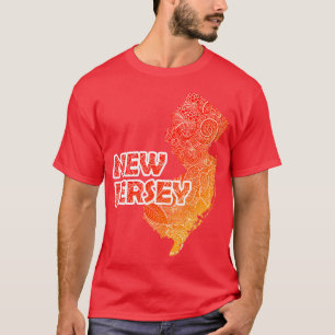 T-shirt Carte d'art de mandala colorée du New Jersey avec
