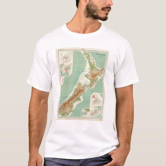 T-shirt Carte d'atlas de la Nouvelle Zélande (Devant)