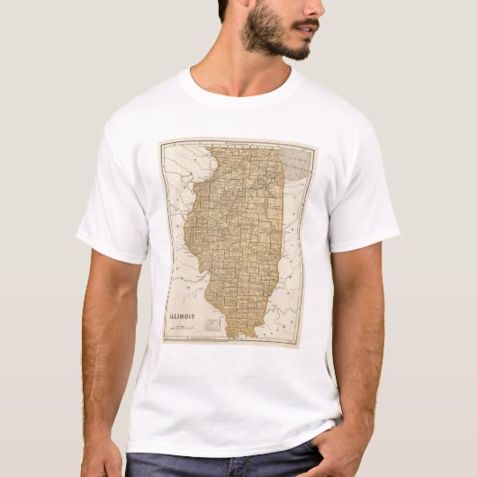 T-shirt Carte d'atlas de l'Illinois (Devant)