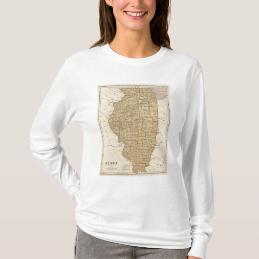T-shirt Carte d'atlas de l'Illinois (Devant)