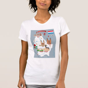 T-shirt Carte de bande dessinée du luxembourgeois
