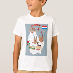 T-shirt Carte de bande dessinée du luxembourgeois