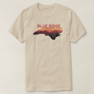 T-shirt Carte de Blue Ridge Parkway North Carolina