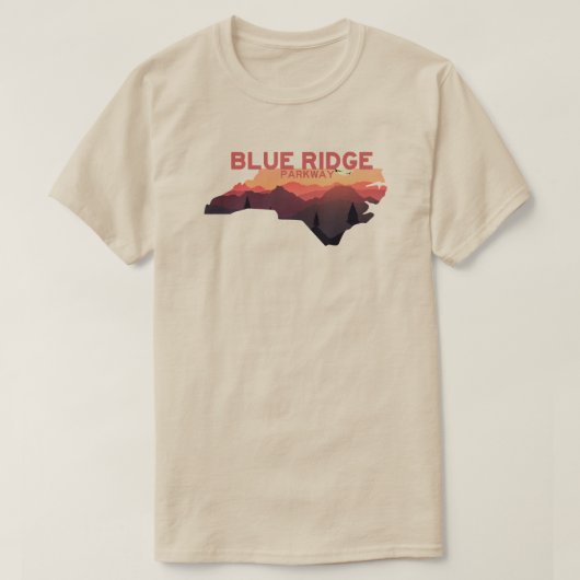 T-shirt Carte de Blue Ridge Parkway North Carolina (Design devant)