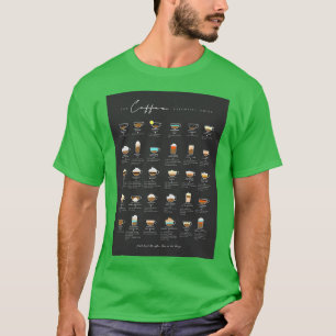 T-shirt Carte de café pour Décor de barre de café en noir
