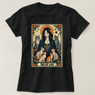 T-shirt Carte de chat Lady Tarot Witchy Gothic Chat Maman