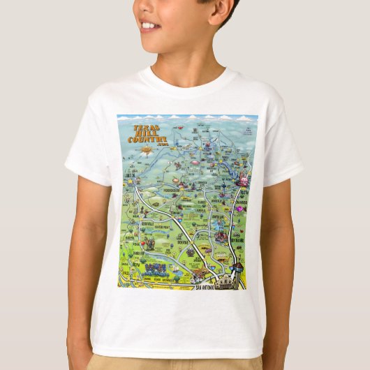 T-shirt Carte de dessin de pays TX Hill (Devant)