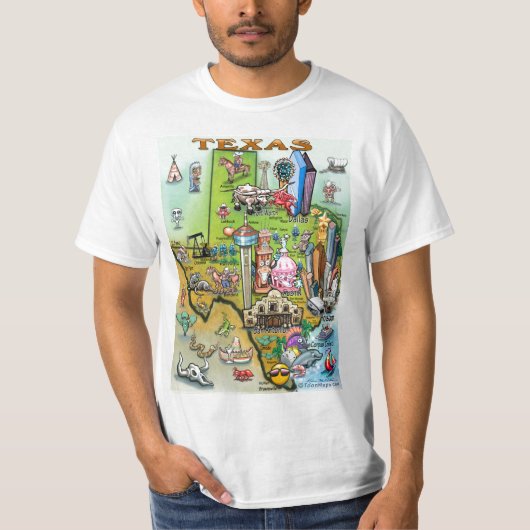T-shirt Carte de dessin du Texas (Devant)