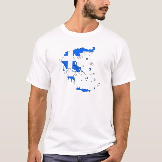T-shirt Carte de drapeau de la Grèce (Devant)