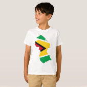 T-shirt Carte de drapeau de la Guyane (Devant entier)