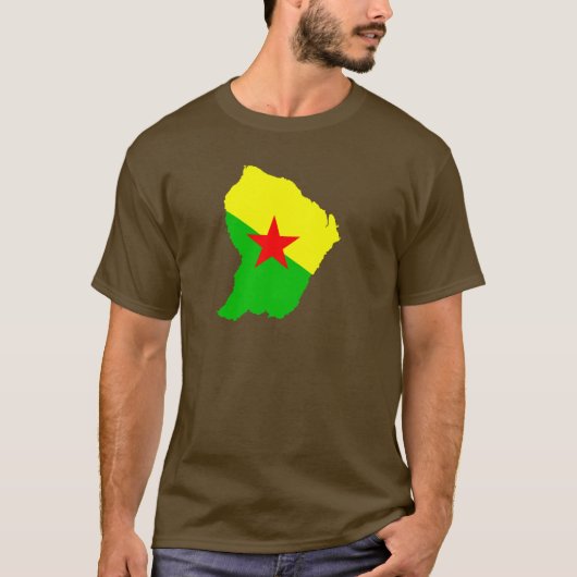 T-shirt Carte de drapeau de la Guyane française FRANÇAISE (Devant)