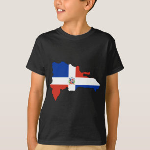 T-shirt Carte de drapeau de la République Dominicaine