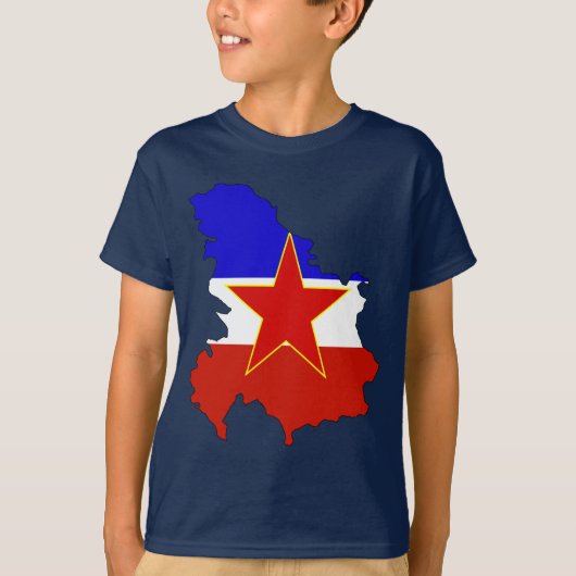 T-shirt Carte de drapeau de la Yougoslavie (Devant)