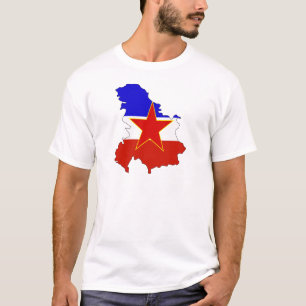T-shirt Carte de drapeau de la Yougoslavie normale