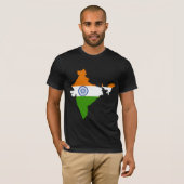 T-shirt Carte de drapeau de l'Inde normale (Devant entier)