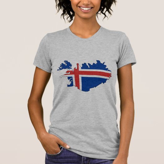 T-shirt Carte de drapeau de l'Islande (Devant)