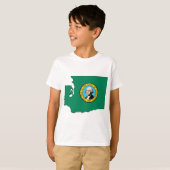 T-shirt Carte de drapeau de Washington (Devant entier)