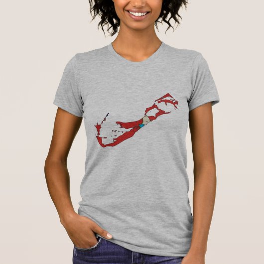 T-shirt Carte de drapeau des Bermudes (Devant)