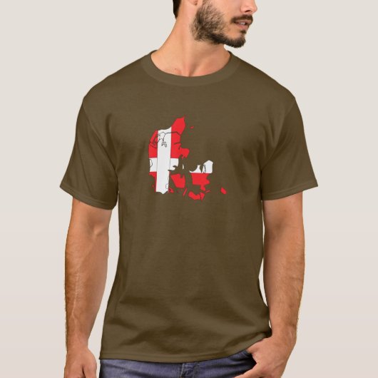 T-shirt Carte de drapeau du Danemark (Devant)