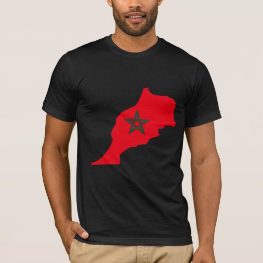 T-shirt Carte de drapeau du Maroc normale (Devant)