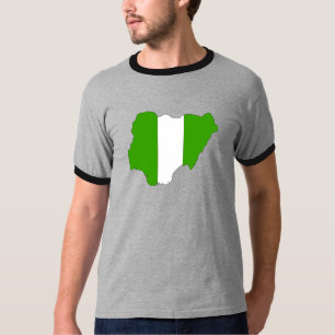 T-shirt Carte de drapeau du Nigéria normale