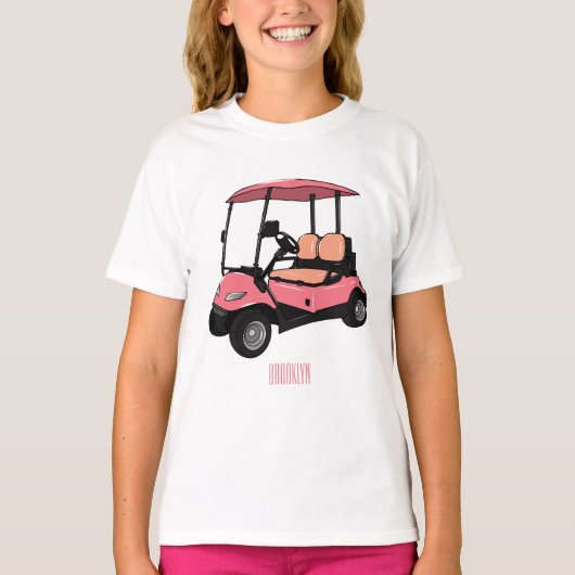 T-shirt Carte de golf / dessin animé en voiturette de golf (Devant)