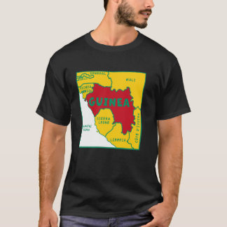 T-shirt Carte de Guinée aux couleurs du drapeau. Pays et