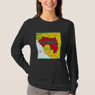 T-shirt Carte de Guinée aux couleurs du drapeau. Pays et