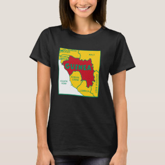 T-shirt Carte de Guinée aux couleurs du drapeau. Pays et