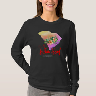 T-shirt Carte de Hilton Head pour vacances en famille de f