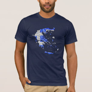 T-Shirt carte de la Grèce couleur du drapeau